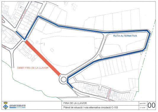 Ruta alternativa. Tall d'un tram de la carretera C-153