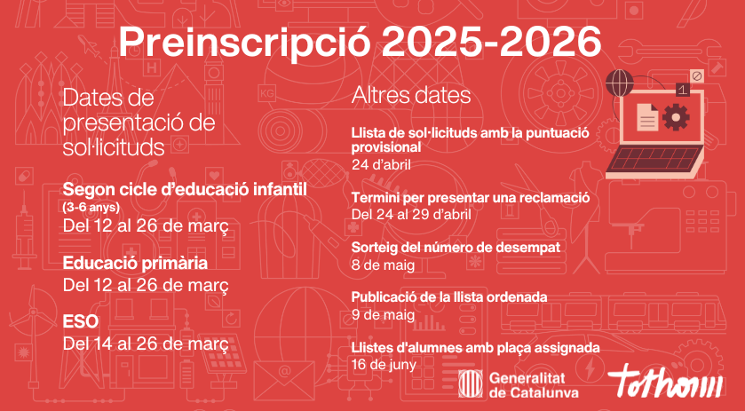 Oferta educativa i preinscripcions per al curs escolar 2025-2026